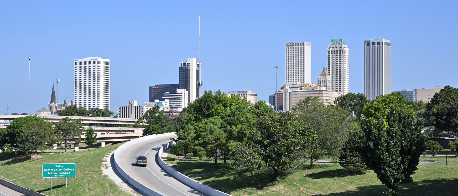 Downtown Tulsa skyline viewed from South Peoria Avenue